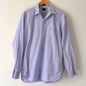 J Crew Button Down Striped Cotton Shirt Large 16/16.5 Pink Blue
